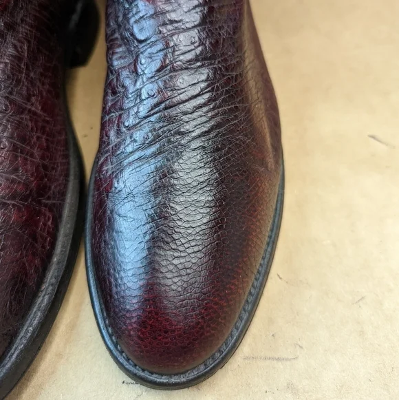 Lucchese Boots men's size 10 D. Exotic Genuine Black Cherry Smooth Ostrich leath